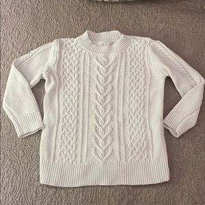 J CREW Girls Crewcuts White Cable Knit Crewneck